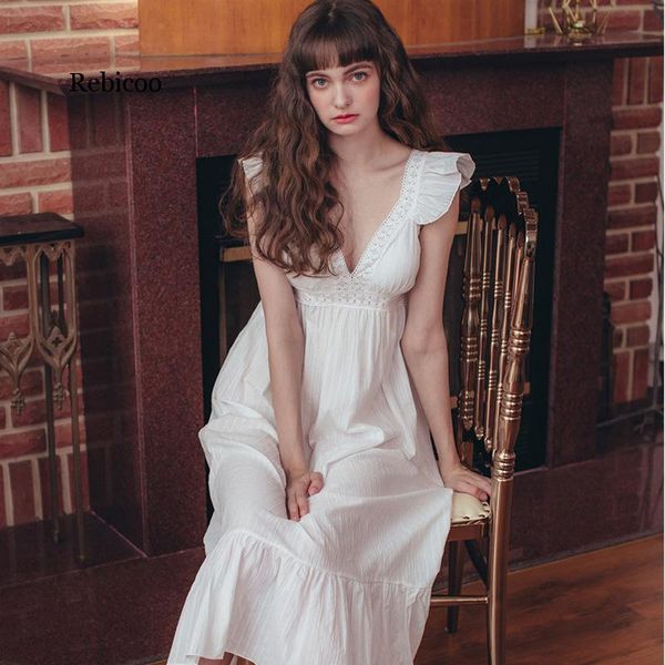 

honeymoon nightdress deep v-neck sleeveless lace cotton women summer night wear home dress elegant nightgown, Black;red