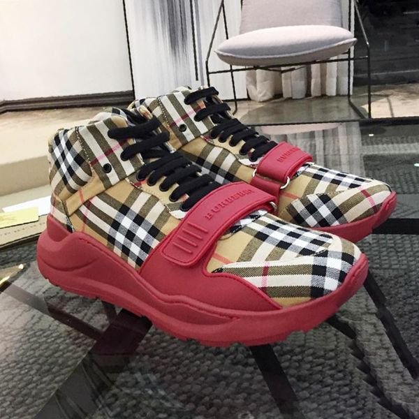 

vintage check cotton sneakers mens boots autumn and winter lightweight shoes high plus size casual sports men shoes, Black