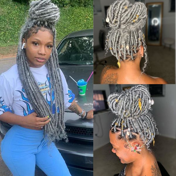 

18 inch 20 strands/pack goddess faux locs crochet hair soft end natural synthetic hair braids ombre burgundy brown gray extension for women