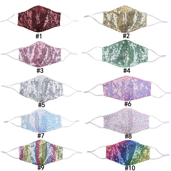 

colorful bling bling rainbow sequins face mask outdoor cycling breathable windproof mouth mask adjustable reusable face mask