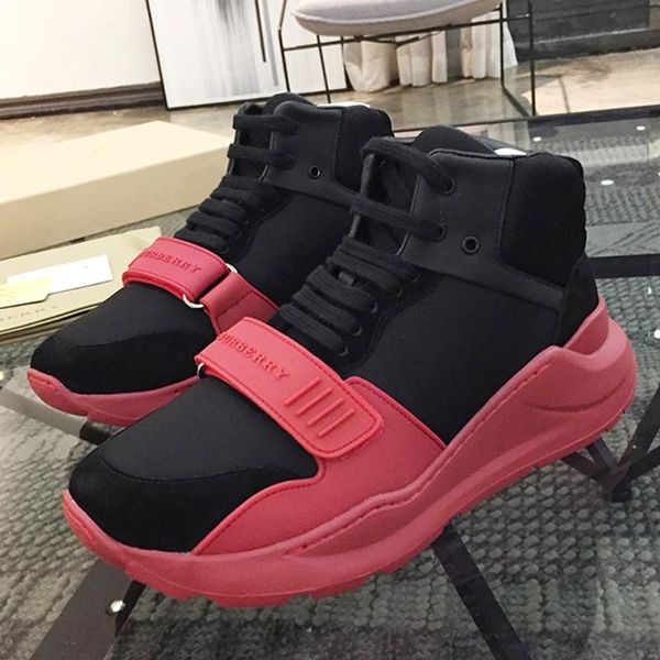 

luxury men 's boots chaussures pour hommes vintage check cotton sneakers fashion classic lightweight shoes high lace -up sports me, Black