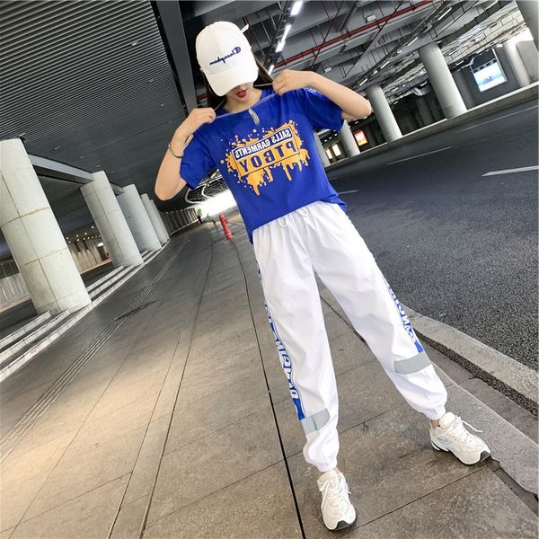 

gmhen средней школы студенческой хип-хоп спортивный костюм женской bfstyle свободных спортивная футболка спортивная с короткими рукавами фут, Gray