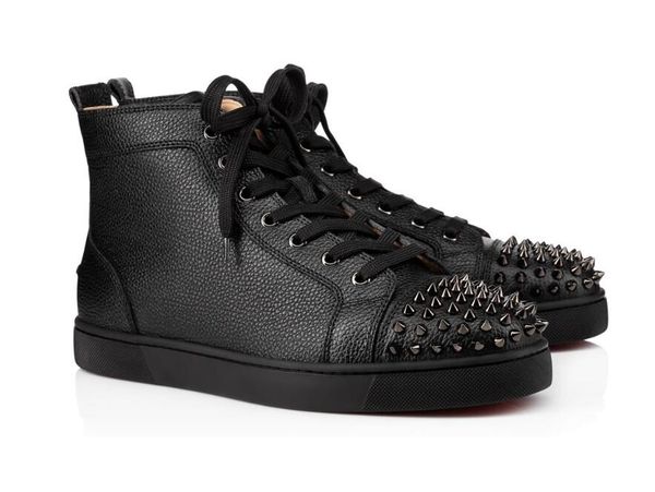 

luxury red bottom sneakers men women red bottoms high fashion studded spikes louspikes mens flat leather high black wrinkled skin