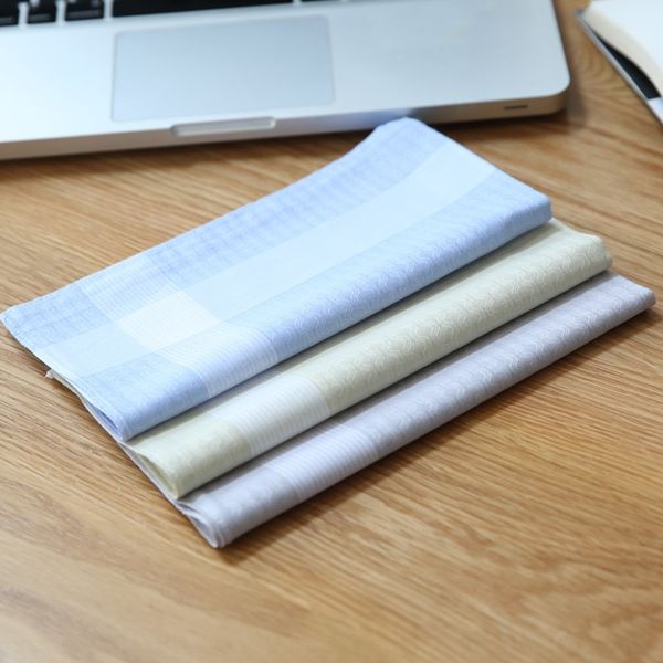 

vrs4q (this life) men's cotton square handkerchief square towel handkerchief scarf sweat-absorbing plaid men's generous hand feeli, Blue;white