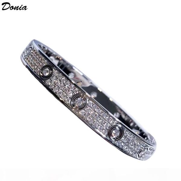 

donia jewelry cardi round plating exaggerated luxury micro inlay three rows of zircon european and american fashion titanium steel, Black