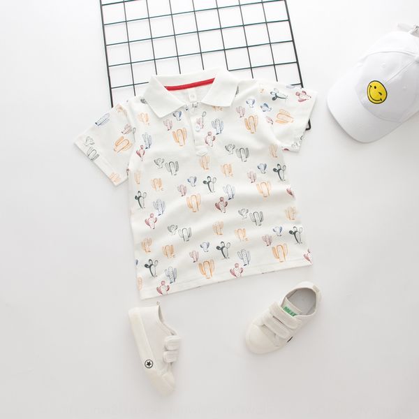 

children's new t- full print cactus polo shirt children's lapel t-shirt baby's neutral casual short sleeve, Blue