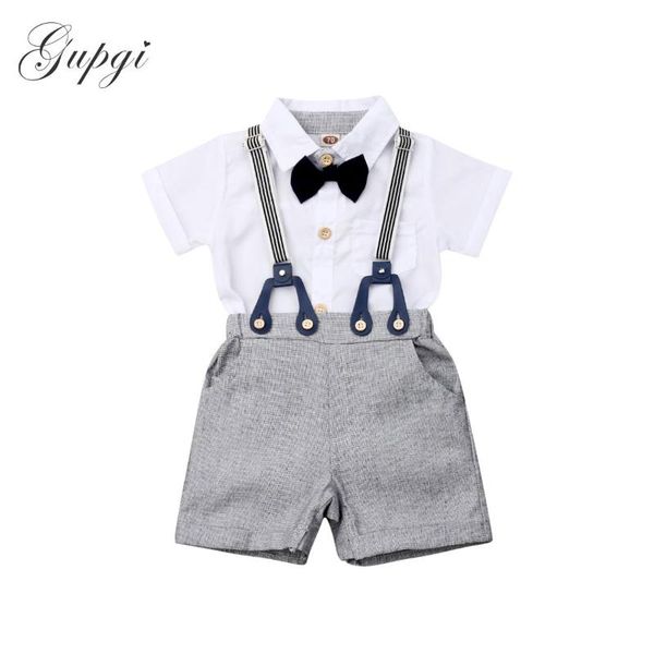 

clothing sets 0-24m infant born baby boy clothes set gentleman suit short sleeve tie romper bib shorts formal party outfits, White