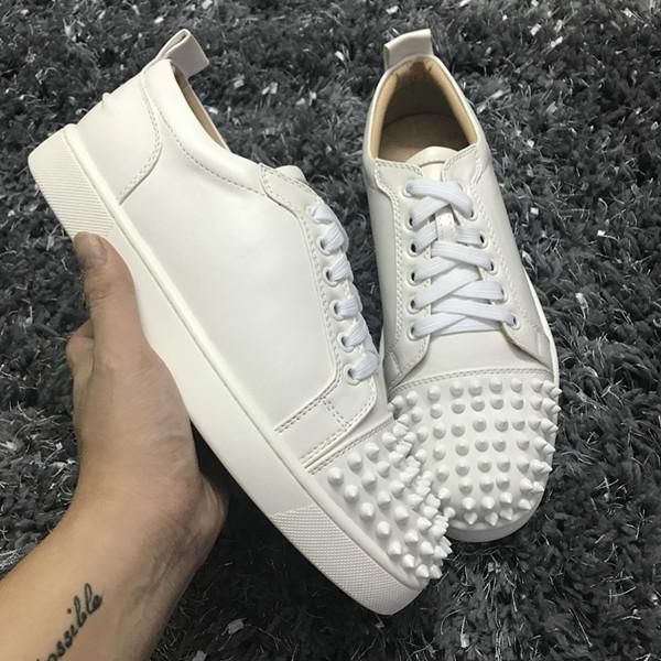 

new low cut suede spiked toe casual flats red bottom luxury shoes for mens and women party designer sneakers famous cs01, Black