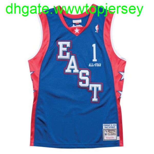 

tracy mcgrady #1 mitchell & ness 2004 all-star jersey throwbacks vest stitched basketball jerseys, Gray