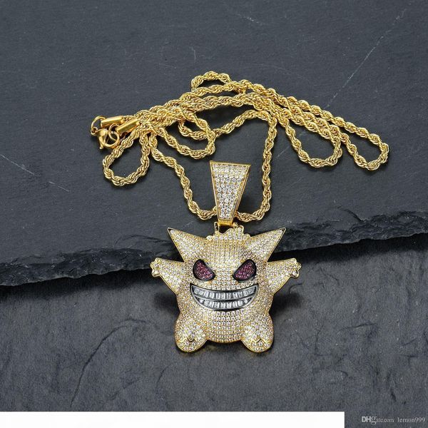 

fashion hip hop necklace men women gold plated necklaces chain zircon men hiphop jewelry mens gold silver stainless steel pendants chains