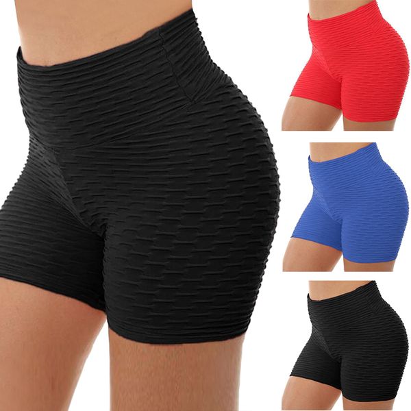 

women's yoga shorts high waist fitness shorts three-point pants, White;red