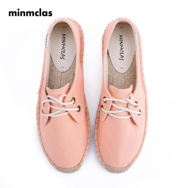 

minmclas solid lace up comfortable ladies womens casual espadrilles shoes breathable flax canvas for girls, Black