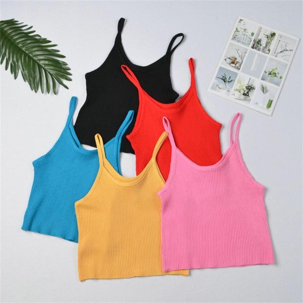 

yoga outfits women knitted summer solid color silm backless crop sleeveless vest ladies night clubwear streetwear, White;red