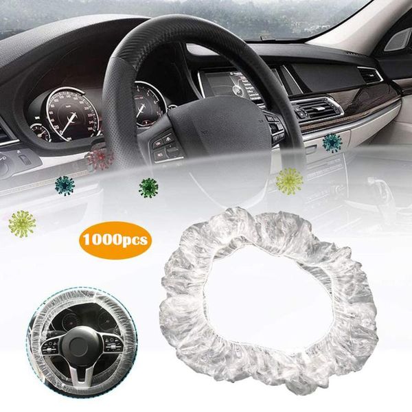 

1000pc disposable steering wheel cover clear plastic for auto car truck taxi bus protection safety elastic max diameter 50cm 67