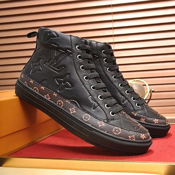 

stellar sneaker boot mens shoes scarpe sportive da uomo outdoor walking footwears luxury lace -up plus size high men shoes, Black