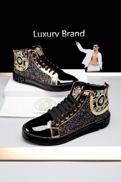 

2020 limited edition medusa printed high-casual sports boots, fashionable wild men's shoes, size: 38-45, Black