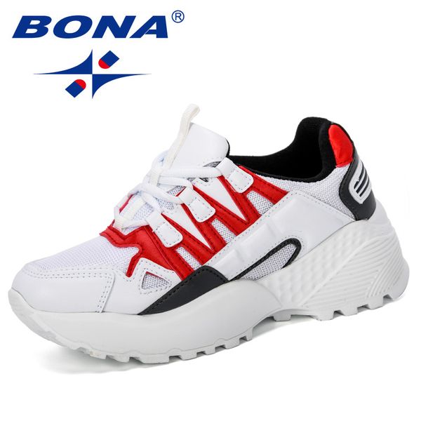 

bona 2020 new classics style wopmen sneakers platform casual shoes woman outdoor trainers ladies trendy basket chaussure femme, Black