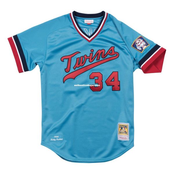 

kirby puckett minnesota #34 mitchell & ness retro 1984 pullover jersey, Gray