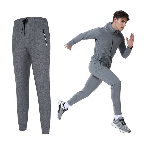 

running pants trousers men's fitness elastic waist joggers gym sport 2021 zip pocket tennis training soccer pant, Black;blue