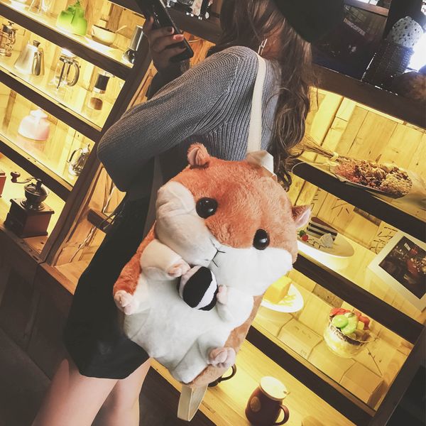 

lovely lint lolita women plush squirrel backpacks cute girls toy backpack cartoon bag toy bag white cute fluffy school backpack