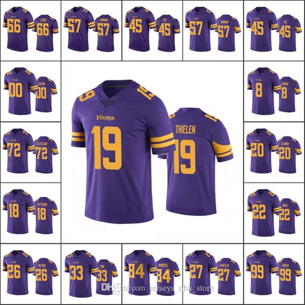 

minnesota vikings men #19 adam thielen 33 dalvin cook 8 kirk cousins women youth nfl custom purple color rush limited jersey, Black;red