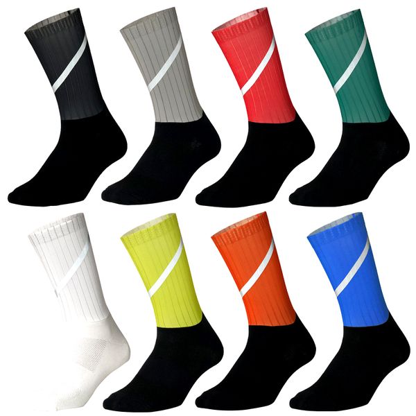 

fiber fabric cycling socks professional bike team race aero socks road bicycle anti slip compression sport sock, Black
