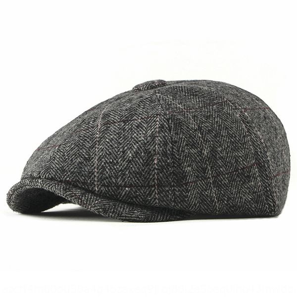 

middle-aged and elderly beret male british woolen painter beret octagonal season new octagonal hat casual painter hat, Blue;gray