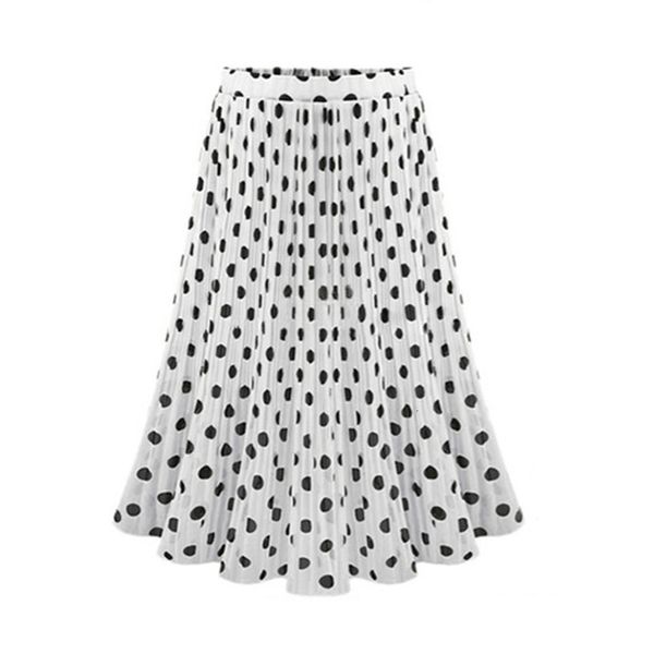 

womens black white polka dot skirt summer skater polka dot pleated high waist midi skirt flared skater swing holiday