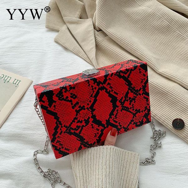 

luxury handbags women bags red gray snakeskin box small square chain crossbody bags girls snake print shoulder messenger bag
