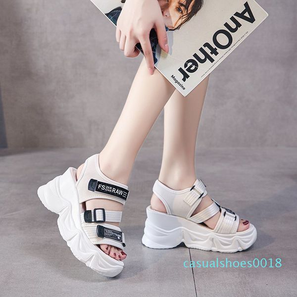 

lucyever 2020 summer women fashion chunky platform sandals open toe thick bottom wedge shoes woman casual ladies beach sandals c18, Black