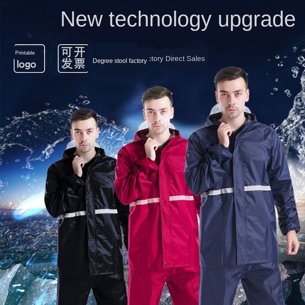 

fashion raincoat and rain pants motorcycle motorcycle split suit men's outdoor riding portable reflective thickened raincoat, Black