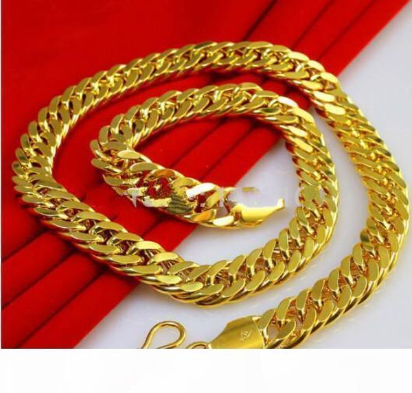 

wholesale-78g burly men's 24k solid yellow gold gf thick necklace chain 23.6" 8mm wide, Silver
