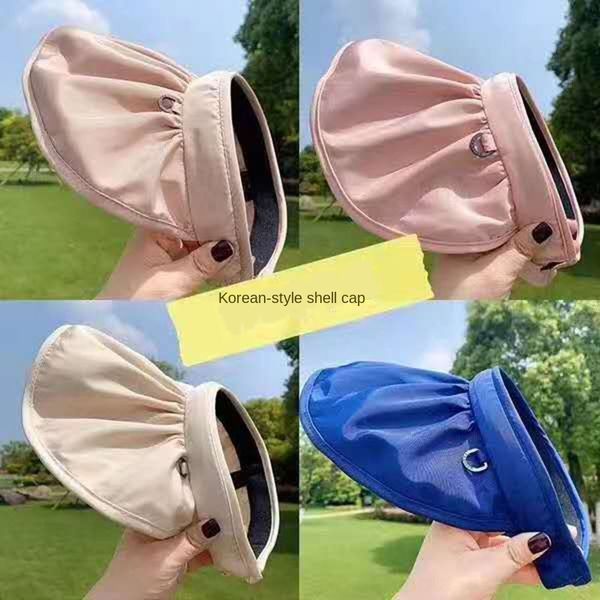 

hb2lw 2020 korean style east gate shell all-match sunscreen tide net fashion hair band red shell red hat all-match sunshade hair band ha, Blue;gray