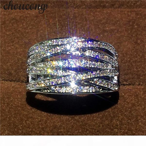 

choucong cross jewelry diamonique zircon 10kt white gold filled engagement wedding band ring for women men love gift, Slivery;golden