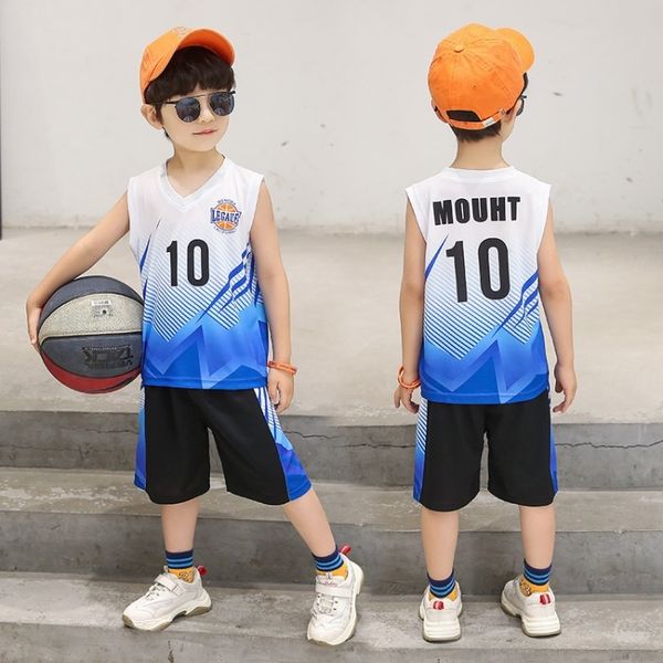 

yow3w boys' sports 2020 summer basketball basketball suit new sleeveless shorts two-piece suit korean style casual medium and large chi