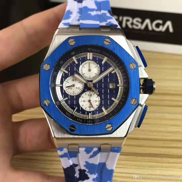 

ap34, 2019 new men's mechanical watch, royal oak, precise movement, 42mm fine steel case, mineral resistant glass, rubber strap, needle, Slivery;brown