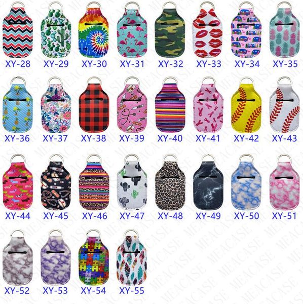 

hand sanitizer holder neoprene keychain bags lipstick holder key rings 10*6cm perfume bottle cover baseball multi colors key chain d72814, Blue