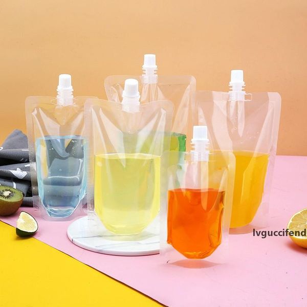 

plastic clear drink pouches no leakage drink reusable juice bags stand up disposable drink pouch smoothie bag for ing juice heavy duty