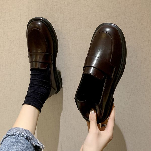 

повседневный toe мокасины туфли летних дам всего матч полуботинки для женщин женских кроссовок круглых с fur британского стиля квартирой 202, Black