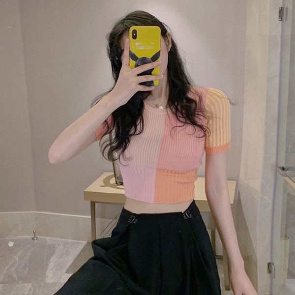 

2020 summer new korean knitted navel vest short slim all-match pullover vest sweater knitted sweater for women, White;black