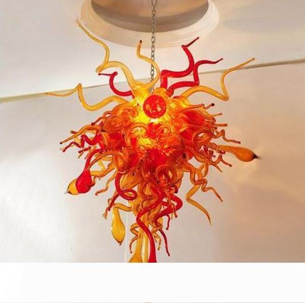 

orange red flower shape blow glass art lighting fixtures 100% mouth-blow china murano chandeliers for stair decor