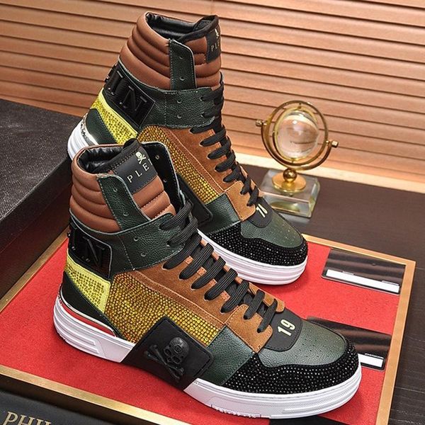 

phantom kick $hi -crystal sneakers men 's shoes sale fashion design shoes comfortable lace -up casual sports men boots scarpe da u, Black