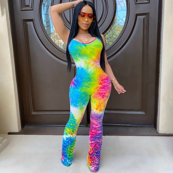

f9g3b 2020 women's new tie-dyed suspender pants sling hip-lifting 2020 women's new tie-dyed suspender pants sling jumpsuit hip-lif, Black;white