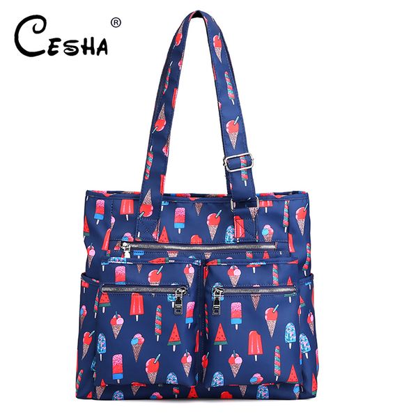 

fashion floral print women casual tote durable nylon handbag female large capacity shopping bag casual women's bag