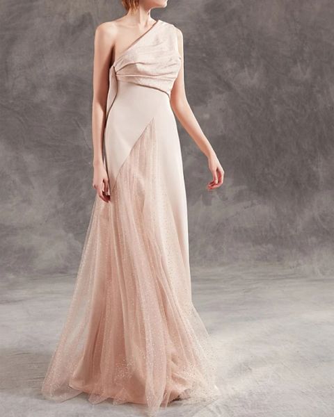 

a-line elegant beautiful back guest formal evening dress one shoulder sleeveless floor length satin with sequin, Black;red