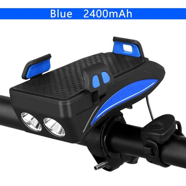 

4 in 1 mtb cycling front light multi-function bicycle light usb rechargeable led bike head lamp bike horn phone holder