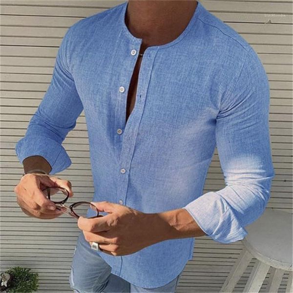 

long sleeved mens summer man o neck tees mens designer solid color linen shirt with buttons fashion, White;black