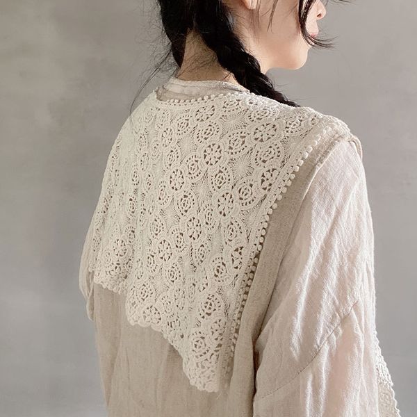 

korean style thin flower scarf vest lace vest lace hollowed-out all-match shawl short sunscreen small waistcoat outside small scarf, Blue;gray