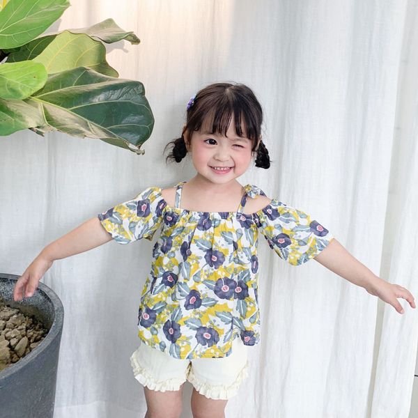 

comianne 2020 children's wear sling dress summer new girl's doll shirt korean style dress shoulder-exposed western style sling top, White;black