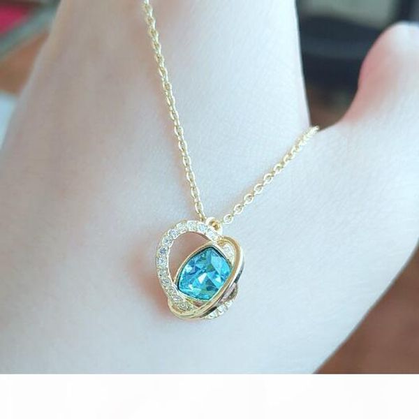 

новые 20ss любви ожерелье дважды кольцо женщины дизайнер blue diamond ключичного chain gold luxury jewelry sw221 с коробкой, Silver